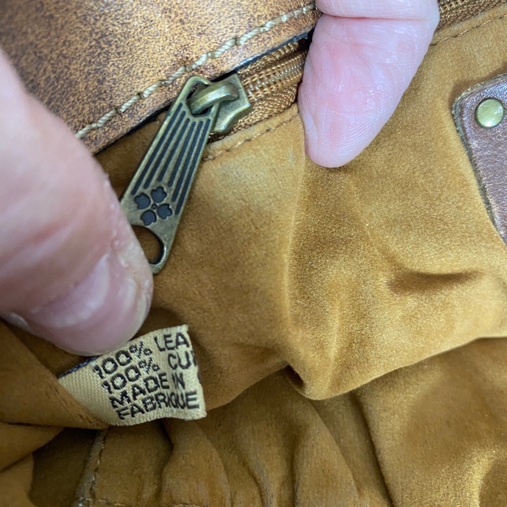Patricia Nash Armeno Distressed Brown Leather Studded‎ Crossbody Messenger Bag - Picture 10 of 16